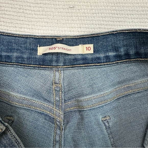 Levi's 505 Straight Leg Blue Jeans Size 10 - shortened length - Picture 8 of 10